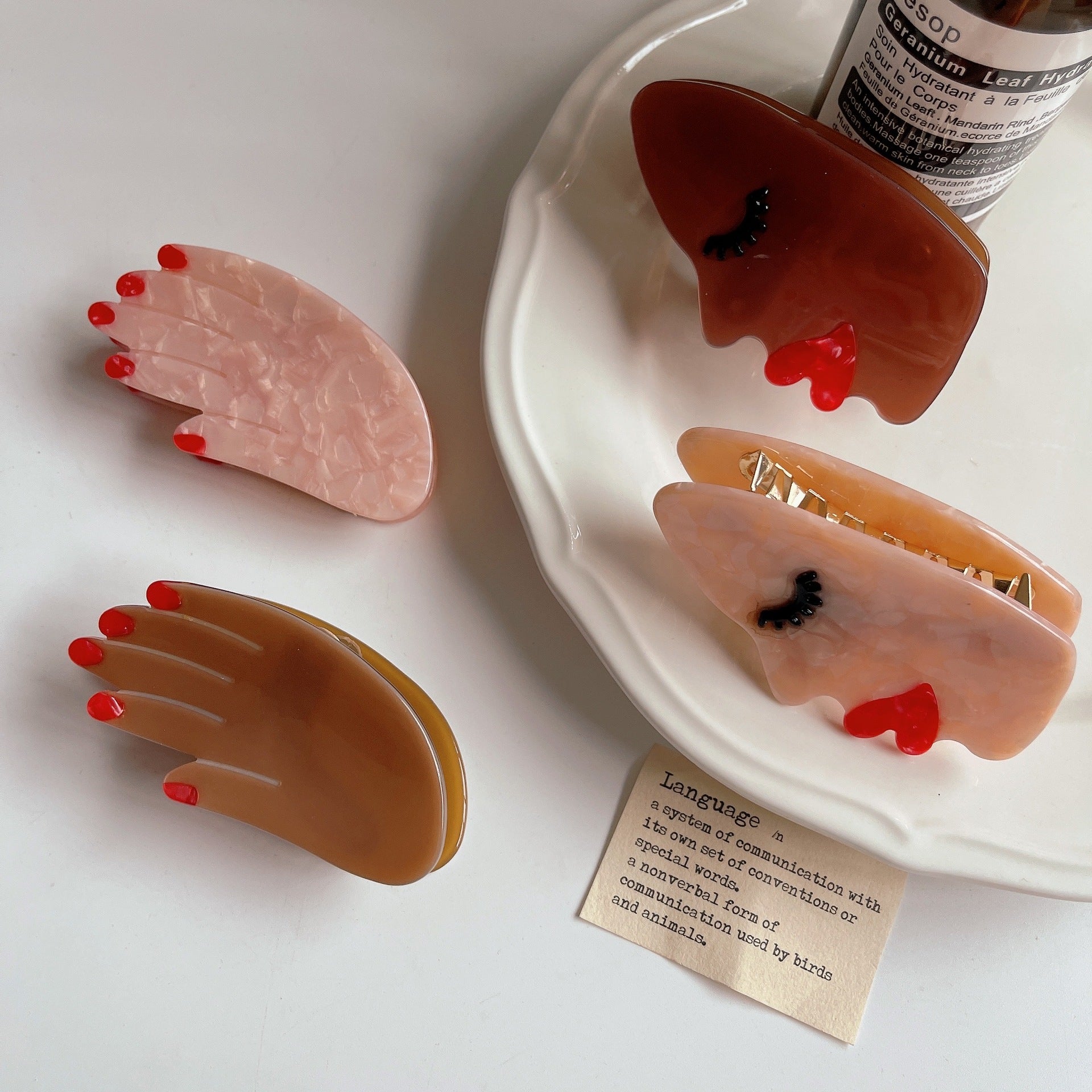 Wholesale Palm Smiley Bouquet Acetate Hairpin